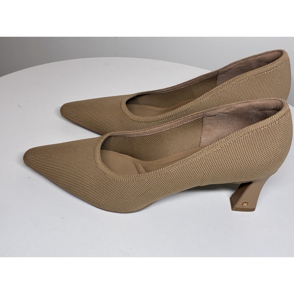 Cosy Island pointed-toe heels Stiletto textured, fly-woven tan minimalist 11
